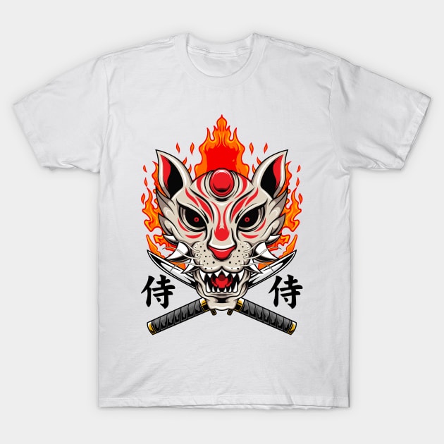 Kitsune Mask 3 T-Shirt by Harrisaputra